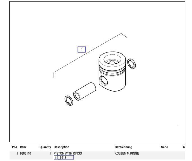 Diesel Engine D926 9883110 Piston with Rings for Liebherr Excavator R944