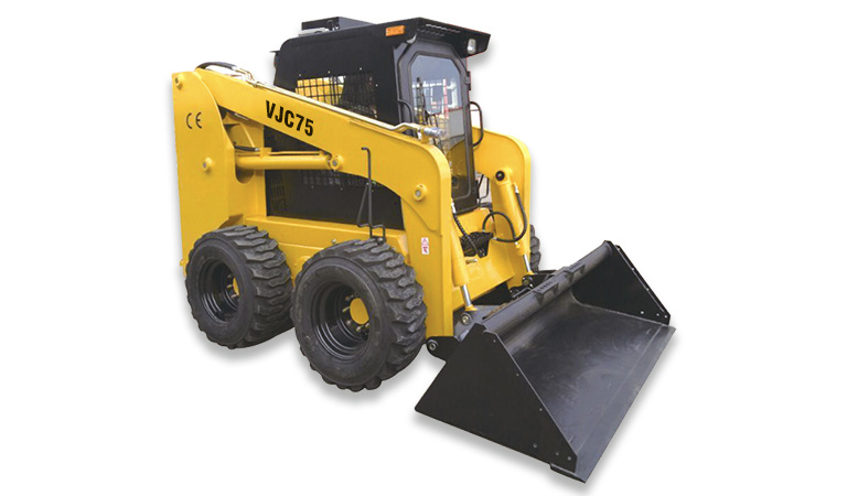 Chinese Wheel Skid Steer Loader Track with Trencher Concrete Mixer Pallet Fork, Vjc75 Skid Steer Loader