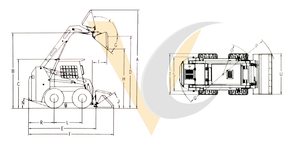 Chinese Wheel Skid Steer Loader Track with Trencher Concrete Mixer Pallet Fork, Vjc75 Skid Steer Loader