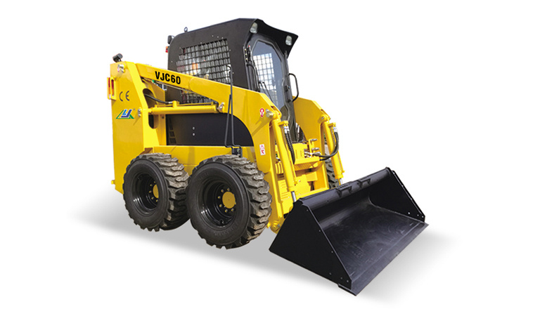 Chinese Wheel Skid Steer Loader Track with Trencher Concrete Mixer Pallet Fork, Vjc75 Skid Steer Loader